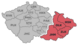 Jihomoravský kraj, Zlínský kraj, Olomoucký kraj, Moravskoslezský kraj